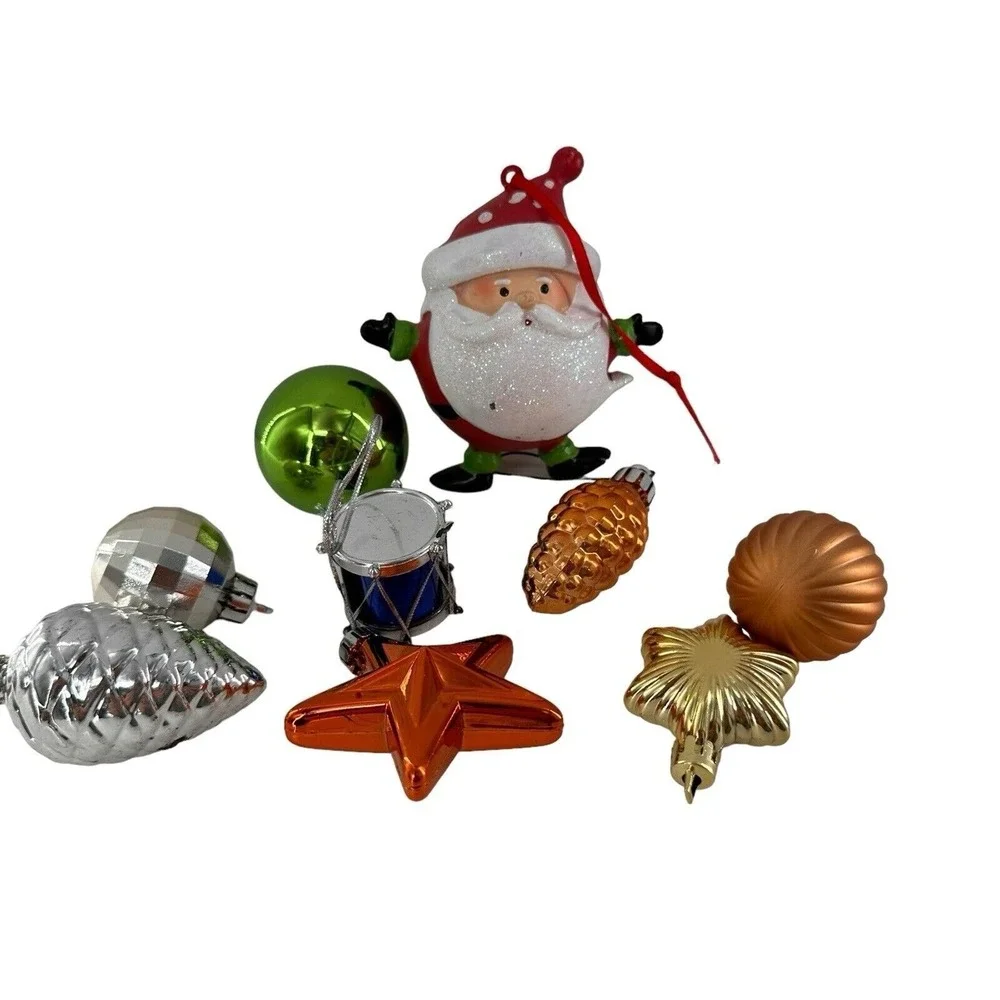 Lot Of 9 Santa‎ Claus Christmas Ornament Holiday Decorations Shatterproof